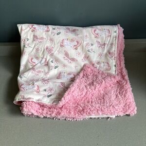 Le Bebe Favorite Baby Blanket Plush Sherpa Unicorn Flowers Pink Floral Butterfly